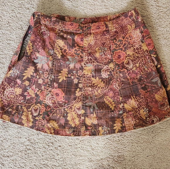 Pilcro Mini Wrap Floral Patchwork Bohemian Shabby Paisley Plaid Skirt 6 - Picture 6 of 7